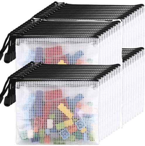 DAJAVE 30 Stück Dokumententasche A6 Schwarze Wasserdichte Dokumententasche, A6 Dokumentenmappe mit Reissverschluss, dokumententasche Reißverschluss für Papier, Quittungen, Bürobedarf, Dokumente