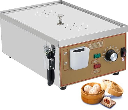 Commerciale panini vapore, 2/4/6 fori vaporiera elettrica, macchina elettrica per panini vapore con allarme ebollizione a secco, riscaldamento tubo a U in acciaio inox, per colazione,Two-Hole