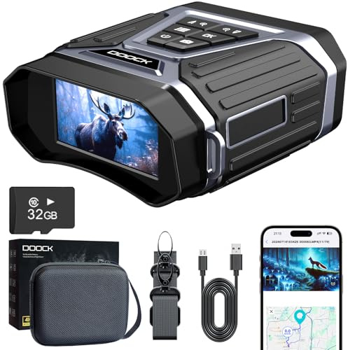 Night Vision Goggles - 4K Night Vision Binoculars with APP Control & GPS, Full HD Video & Photo Recording, Rechargeable Full Color Binoculars for Wildlife, Hunting, and Outdoor Adventures - Grey