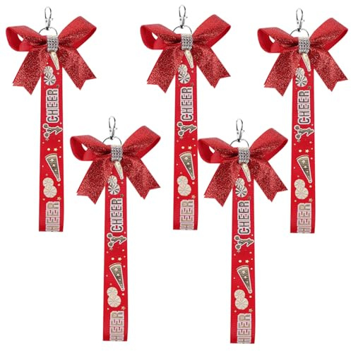 Abaodam 5stücke Bow Schlüsselanhänger Mit Cheerleader-motiv Kreativer Taschenanhänger Schlüsselanhänger-anhänger Mit Schleife Und Band Accessoires Für Rucksack Und Mädchen