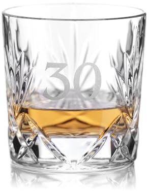 DIAMANTE Verre à whisky en cristal, édition 30e anniversaire, design traditionnel Astwood, cristal européen sans plomb, coffret cadeau