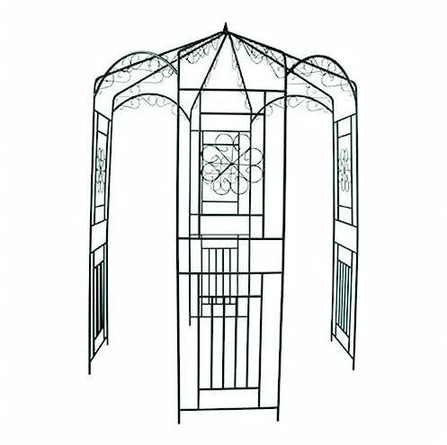 Rosenpavillon 250 cm Dunkelgrün aus Schmiedeeisen - Langlebiges Gartenhaus für romantische Gärten - Perfekt für Rosenliebhaber