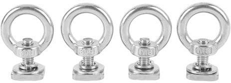Jiawu 4 Anclajes de Amarre para riel en T para portaequipajes, Perno de Ojo de Acero Inoxidable Resistente M8 con Forma de Anillo, Tuerca de Ojo de Perno en T, Anillos de Amarre para (Silver)