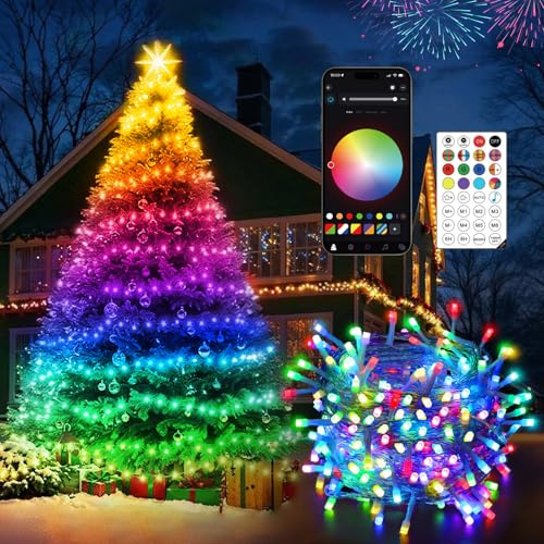 Quntis 30M 300LED Lichterkette mit Fernbedienung App Steuerung, Musik Sync Farbwechsel Weihnachtsbeleuchtung mit Timing, Smarte Bunt Lichterkette Außen IP44 für Weihnachten Deko Balkon Garten Party