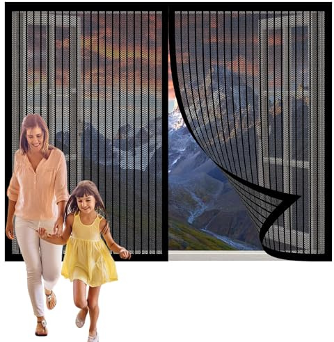 Mosquiteras para Ventanas Abatibles 54 x 127 cm sin Taladrar Cortina Mosquitera para Sala de Estar Tela Mosquiteras de Ventanas para de Diferentes Tamaños, Negro