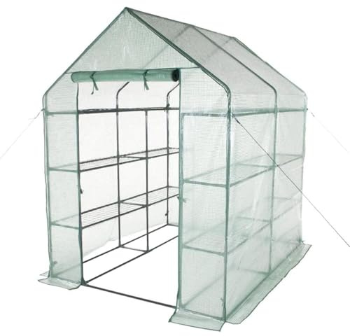 LoviStore Serra da Balcone Multiripiano con 6 Ripiani, Serra Mini per Piante, Orto e Fioriere, Protezione per Piantine, Erbe Aromatiche e Germogli, 143x143x195cm, Picchettabile, Telo retinato in PE
