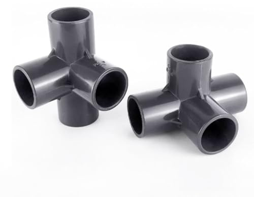 2 Racores Tubo PVC Tridimensionales Cuatro Vías, Color Gris Oscuro, Resistentes A La Corrosión, Con Diámetros Interiores De 20, 25 Y 32 Mm. Aptos For Tuberías, Peceras Y Proyectos Bricolaje.(40mm)