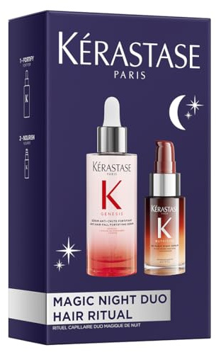 Kérastase Set de cuidado con Genesis Sérum Anti-Chute Fortifiant contra la pérdida de cabello y la rotura del cabello (90 ml) y sérum Nutritive 8H Magic Night (30 ml) para mayor brillo y suavidad