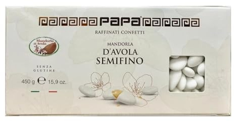 Papa Confetti Mandorla D'avola Tostata Linea Semifino Bianchi - Prodotto Senza Glutine - Certificato Kosher - Astuccio da 450g