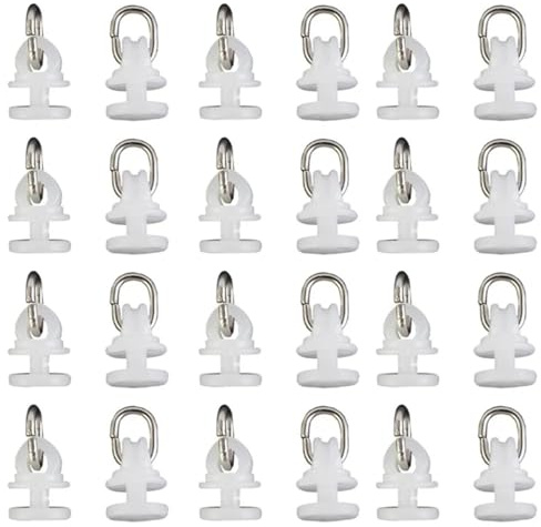 Ganci for tende bianchi, 100 pezzi, rulli scorrevoli silenziosi for aste, guide interne, puleggia for tende da doccia