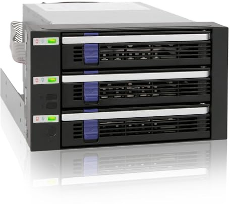 Icy Dock Backplane Cage, Rack Mobile, boitier de Cage avec tiroir Hot Swap pour 3 x HDD/SSD 2,5 ou 3,5 SAS II/SATA III 6Gb/s dans 2 Baies de 5,25 Aluminium - FatCage MB153SP-B