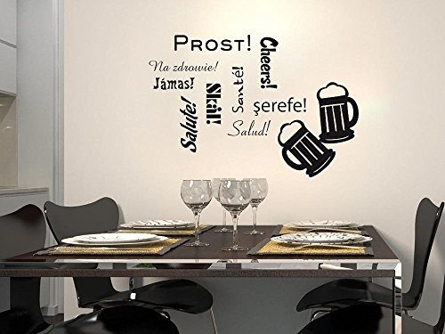 GRAZDesign Wandtattoo Küche Prost Ba | Küchenaufkleber & Bar Aufkleber selbstklebend - 44x30cm / 070 schwarz