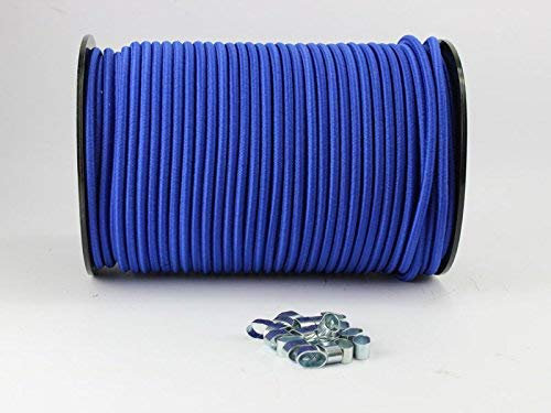 6mm Expanderseil blau 30m +10 Würgeklemmen Gummiseil Seil Klemmen Plane