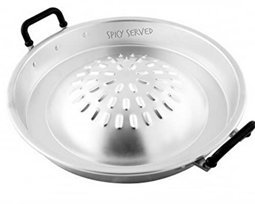 areerataeyshop 12 Inch GRILL PAN HOT POT BBQ BARBECUE THAILAND SUKI STEAK KOREAN STYLE ALUMINUM