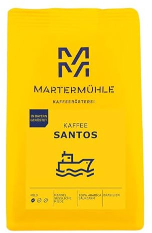 Martermühle Santos Kaffeepulver 250g mild I Arabica I Aromen: Mandel, Süssliche Milde I Gemahlene Kaffee-Bohnen schonend geröstet, säurearm
