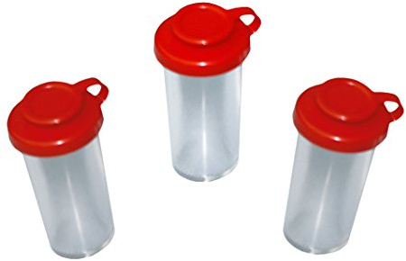 Maulwurfshop 3 Ersatzsalzstreuer für Eierbehälter Eierträger Eierbox 2-Fach mit Salzstreuer und Löffel rot/gelb Perfekter Picknick Begleiter DDR Ostalgie