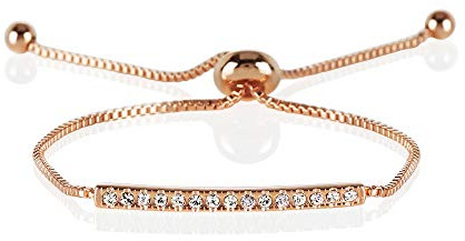 namana Armband mit Swarovski Kristallen, Farbe wählbar 18 Karat vergoldet, 18 Karat Roségold vergoldet oder Silber, Venezianer Kette mit verstellbarer Länge