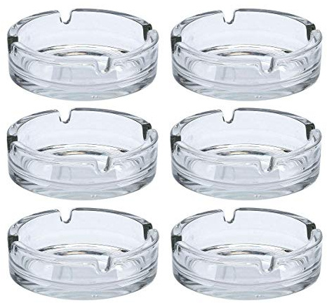 Cenicero de cristal redondo 10 cm – 6 unidades – mesa cenicero transparente exterior