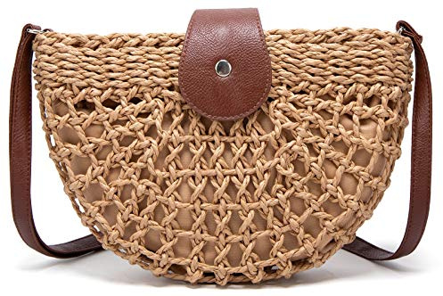 Straw Bags Crossbody Purses for Women, Tassel Straw Handbag Vintage Handwoven Bag Summer Beach Bag