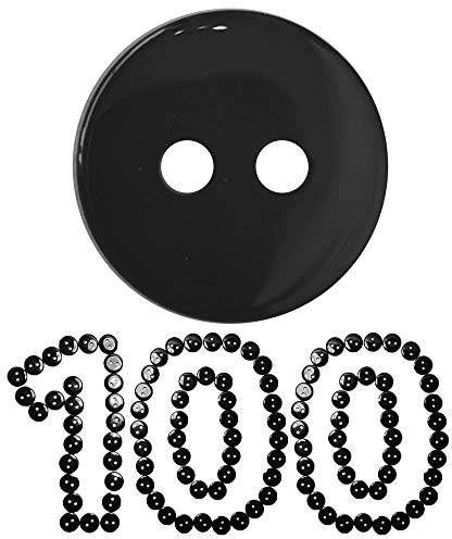100 Pcs Black Buttons Smooth Round Finish - 10mm Ideal for Sewing, Crafting, DIY Cards and Ornaments etc