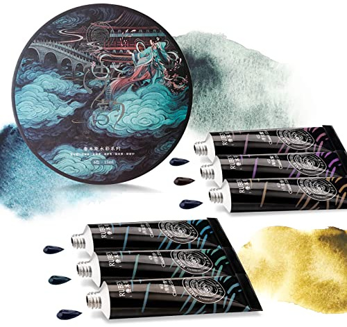 Paul Rubens 6 tubes de peinture aquarelle 15 ml, coloration de superposition unique, avec boîte portable, Pour artistes professionnels, étudiants, débutants