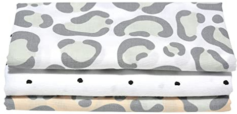 Mother hood/Flanellwindeln/Babyunterlagen (3er Set), 100% naturreine Baumwolle - VIELE FARBEN UND MUSTER (Leo apricot)
