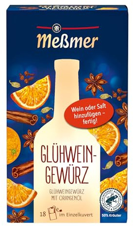 Meßmer Glühweingewürz | Für Wein oder Saft | 18 Teebeutel | Glutenfrei | Laktosefrei | Vegan