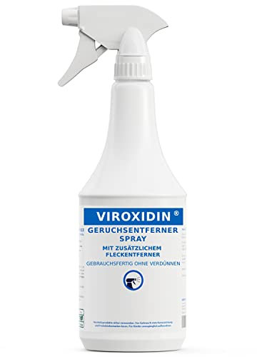 VIROXIDIN Universal Geruchsentferner & Fleckenentferner Spray 1l - Extrem Starke Wirkung bei Hunde & Katzenurin, Tiergeruch, KOT, Erbrochenes, Schweiß, Speichel - Flecken & Geruchsneutralisierer