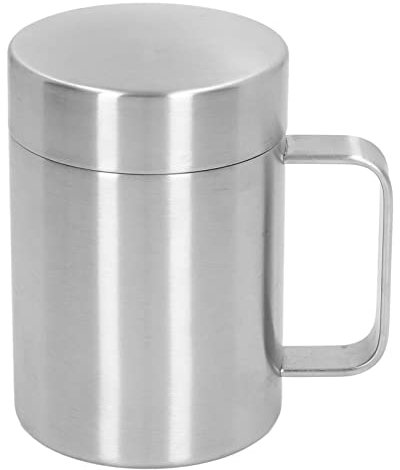 Tasse à café en acier inoxydable, tasse à café en métal à large anse, tasse à thé avec couvercle, gobelet incassable réutilisable pour le café, le thé, pour la maison, le bureau (400 ml)