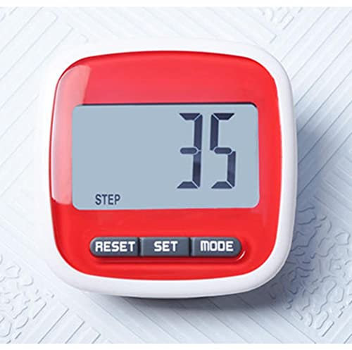 Simple Pedometer with LCD Dispaly, 3D Walking Step Counter Pedometer Running Walking Passometer Counter with Clip (red)