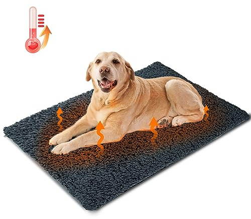 Nobleza Manta Autocalefactora para Perros y Gatos, Alfombra Térmica, Manta Térmica Lavable Antideslizante para Perros, Alfombrilla Autocalentable Esponjosa Cálida, Negra, 115x70cm