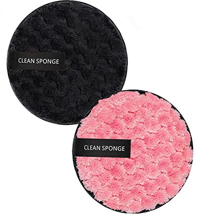 2 Stück wiederverwendbare Make-up-Entferner-Pads, wiederverwendbare Make-up-Entferner-Pads, waschbare Make-up-Entferner-Pads, doppelseitige Gesichtsreinigungspads für alle Hauttypen (Rosa und Schwarz)