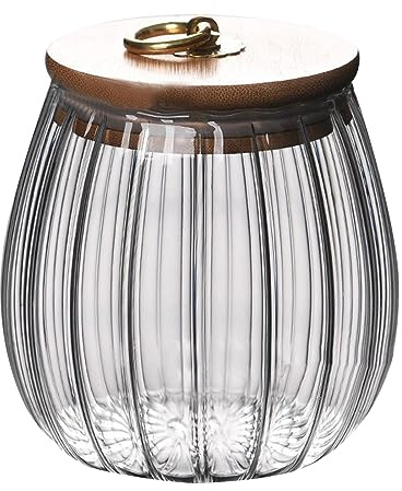 soulnioi Glass Jars with Bamboo Lids Glass Containers With Bamboo Lids Coffee Storage Airtight Canister Petal Decorative Container Tea & Coffee Bean Sealer Round 750ML