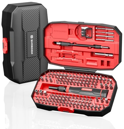 SHARDEN Ensemble de tournevis de précision 153 en 1 avec étui magnétique pour réparation électronique, ordinateur, téléphone portable, PC, iPhone, MacBook, consoles de jeux, lunettes, montre