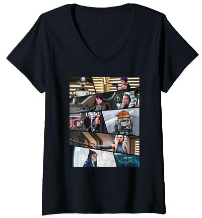 Star Wars Ahsoka Part Three Sabine Chopper Huyang Disney+ V-Neck T-Shirt