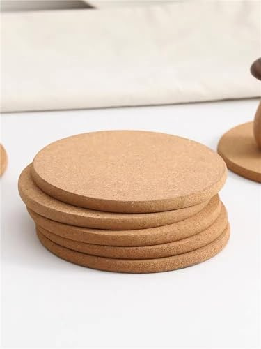 Runder Untersetzer für heiße Pfannen, Korkuntersetzer für Getränke, Kaffee, Tee, Töpfe, Pfannen, DIY-Untersetzer, Basteln, 10 cm, 6 Stück
