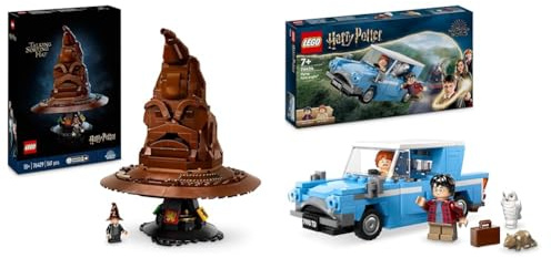LEGO Harry Potter Der Sprechende Hut, Hogwarts-Modell für Erwachsene & Harry Potter Fliegender Ford Anglia, baubares Spielzeug-Auto für Kinder