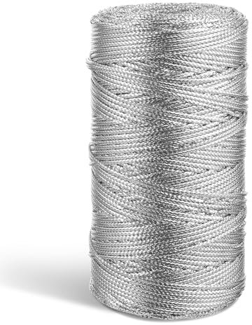1.5mm Ficelle de Noël Argent, 200m Cordon Métallique Fil d'argent Non Étirable Cordon Argenté Métallisé pour Bricolage, Décoration Noel, Emballage Cadeau