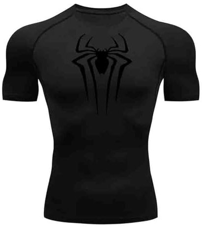 Herren Buchstaben Druck Kompressionsshirt, schnell trocknendes T-Shirt, Gym Lauftrikot, atmungsaktiv Kurzarm, Frühling, Sommer Bodybuilding-T-Shirts für Herren, Top, modisch, Workout