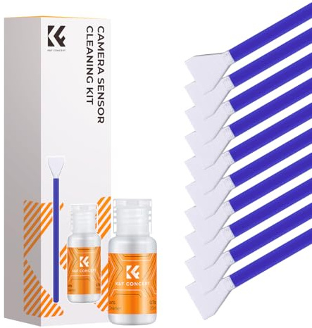 K&F CONCEPT Sensor-Reinigungsset für M4/3-Format, 10 Stück, 20ml, Blau | 12mm Mikrofaser-Swabs + 20ml Reiniger für M4/3 Kameras, DSLR, Objektive & Filter, Einzeln Vakuumverpackt, MA03