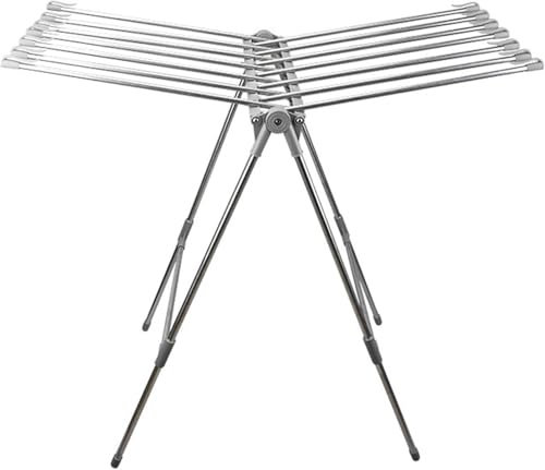 Tendedero Independiente con Clip Resistente al Viento, tendedero Plegable con rieles de Secado extraíbles, Acero Inoxidable, Uso en Interiores y Exteriores
