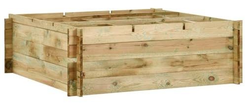 Homgoday Jardinière pour Légumes Bois de pin imprégné 120x120x40 cm, Lit Surélevé de Jardin pour Cultiver Fleurs Plantes, Bac de Plantation pour Terrasse Balcon Extérieur