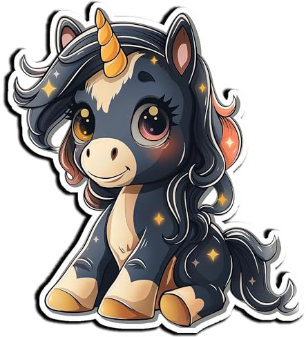 DARO Design - Bilder Kinderzimmer, 20 cm schwarzes Einhorn Bild Babyzimmer Wandbilder für Mädchen, Jungs, Jungen mit Haken aus stabilem 6mm HDF, aufhängefertig, kein Rahmen notwendig