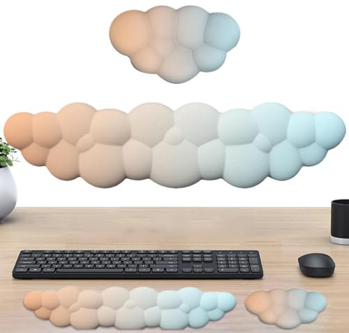 2 Stück Ergonomische Tastatur-Handgelenkauflage – Silikon-Wolken-Handgelenkauflage Für Computertastatur | Cloud-Handballenauflage-Set | Handgelenkkissen | Handballenauflage Für Verbesserte Handballenu