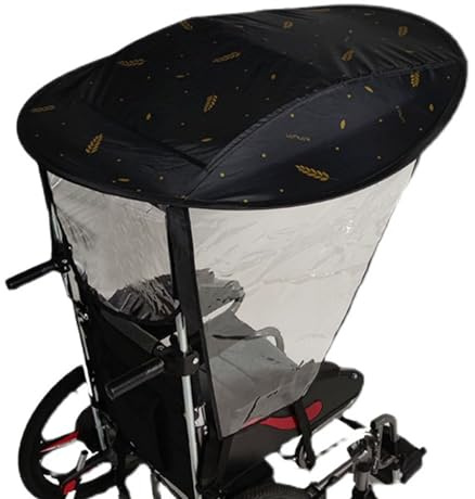 DPFCYBS Elektrischer Universal-Rollstuhl-Regenschirm Sonnen- Und Regensicheres Sonnensegel Tragbarer Rollstuhl-Regenschirm Für Draußen(Size:Mit Griff,Color:Regensicher)