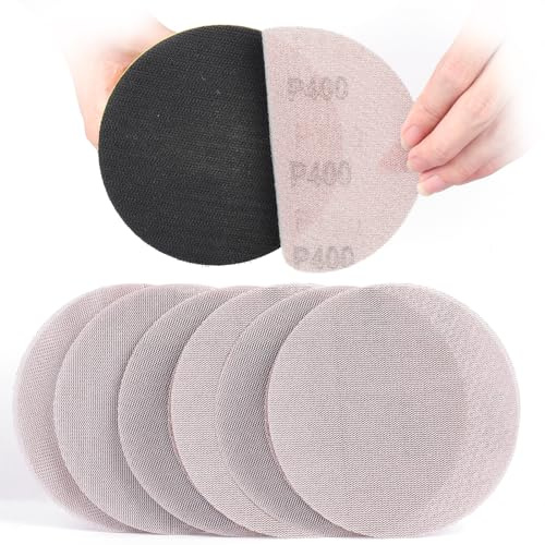 Sruhrak 125mm Schleifgitte Klett, 50 Stück Körnung 400 Schleifnetz Set | Effiziente Staubentfernung Abranet für Wandschleifer, Netzschleifpapier für Holz, Metall, Auto, Lack