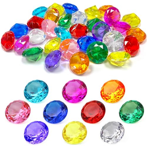 NLR FUN 30stk 3cm Acryl Diamant Deko-Steine, 10 Farben Gleichmäßig Gemischt, Vasenfüller & Tischdekoration für Zuhause, Aquarium, DIY, Partys, Hochzeiten, Ostern & Festliche Anlässe