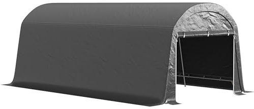 Outsunny Gerätehaus für Fahrräder, wasserdicht Gerätezelt mit Tür, Anti-Staub-Fahrradabdeckung, Unterstand, Foliengerätehaus Fahrradschuppen Fahradgarage für Garten 300x600x230 cm, Dunkelgrau