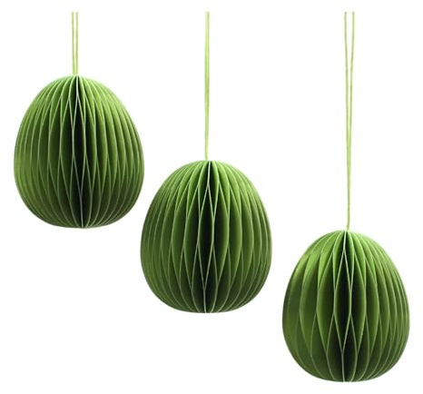 Set of 3 Decorative Hangers Honeycomb, Paper Honeycomb, Paper Easter Decoration, Honeycomb Egg Made of Tissue Paper, Easter Egg Made of Paper/Cardboard in Light Green, Magnetic, Box Contents: 3