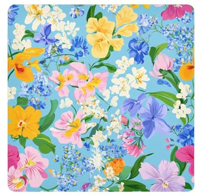Yoogain Customizable Spring Flowers Orchid Pansy Hyacinths BlueToiletries Pouchs Camera Lens Cloth Magic Makeup Organizer Wrap 21.7 X 21.7 Wrapper For Toiletries, spring Flowers Orchid Pansy hyacinths